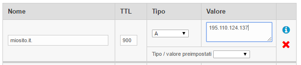 cambio record A da gestione DNS dominio