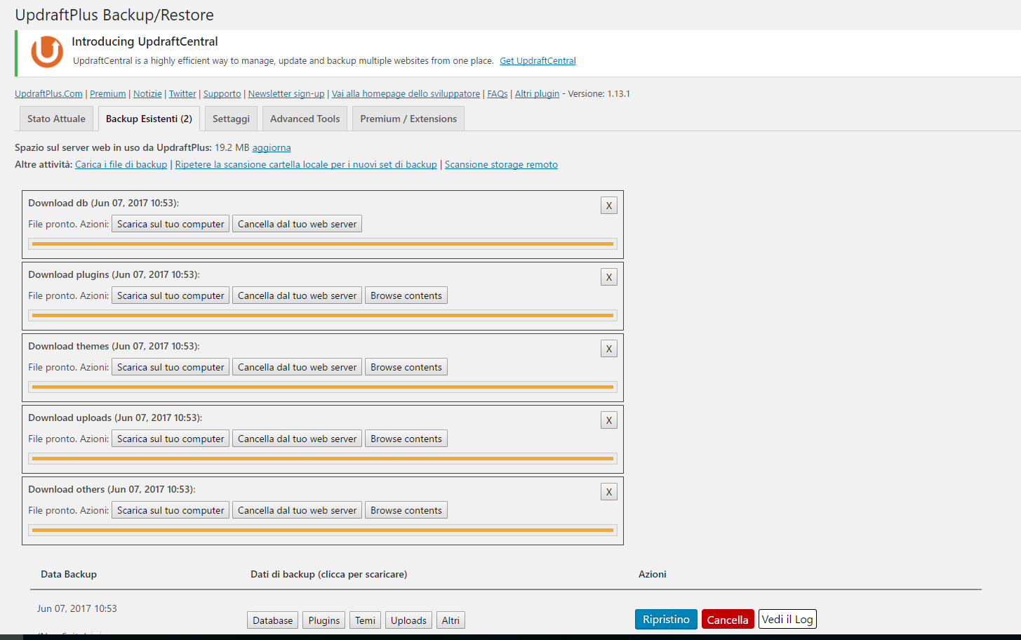 download files di backup da updraft