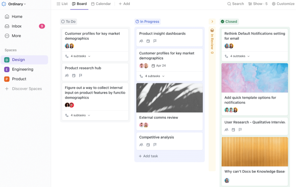 gestione progetti clickup