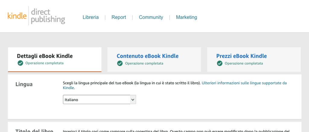 Pubblicazione KDP di eBook